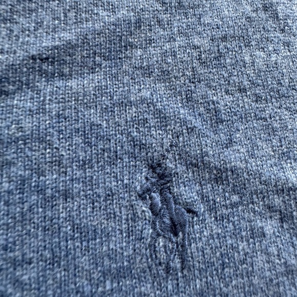 Polo by Ralph Lauren 100% Cashmere Blue V-Neck Sweater Size: L - Picture 4 of 5